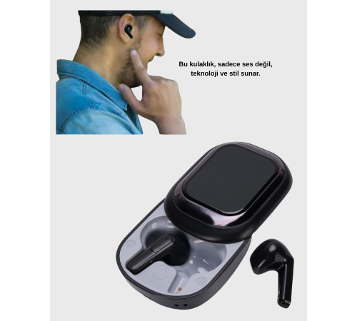 Aktif Gürültü Engelleme Özellikli Kablosuz Kulaklık – Akıllı Ekranlı Şarj Kutusu