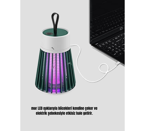 Şarjlı Mor Işıklı Sivrisinek Öldürücü Lamba – Sessiz ve Kimyasal İçermez