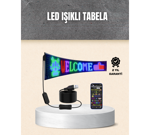 RGB Kayar Yazılı LED Reklam Ekranı – USB Bağlantılı Esnek Tasarım