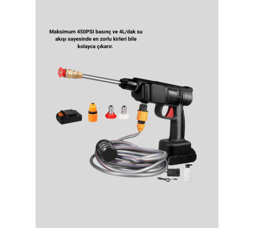 48V Kablosuz Yıkama Makinesi – 2 Pil, Köpük Tankı ve Ayarlanabilir