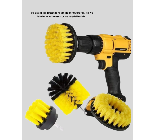 3’lü Matkap Temizlik Fırçası Seti – Banyo, Mutfak ve Araç Jantı İçin Etkili