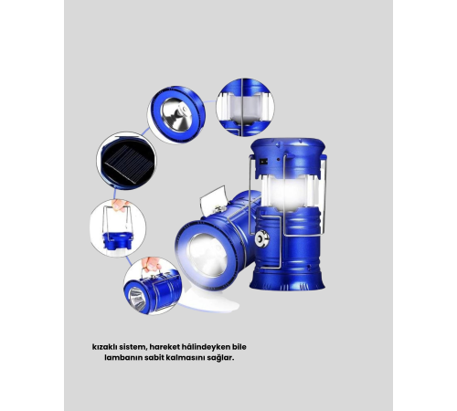 Solar Kamp Lambası Kızak Sistemli Şarjlı Taşınabilir Doğa Yürüyüşü Işığı