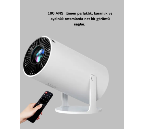 Full HD 4K Uyumlu Projeksiyon Cihazı 130 İnç Geniş Ekran Destekli