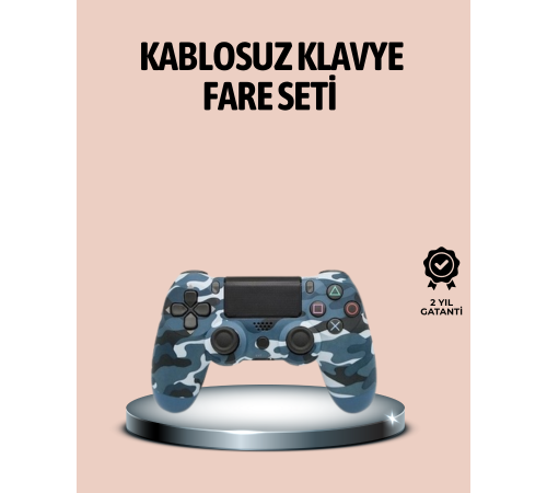 Bluetooth Kablosuz PS4 Gamepad Çift Motorlu Siyah Controller