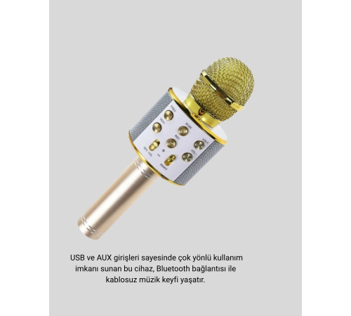 Bluetooth Karaoke Mikrofon Şarjlı Uzun Pil Ömürlü Çok Fonksiyonlu