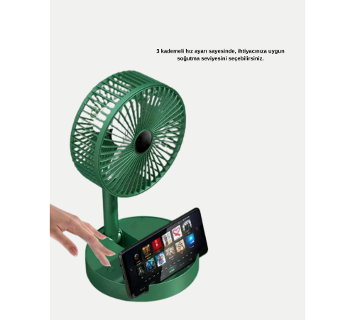 Taşınabilir Katlanabilir Mini Fan 3 Kademeli Şarj Edilebilir