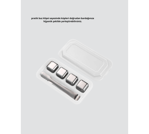 Paslanmaz Metal Buz Küpleri Seti Klipsli Sulandırmadan Soğutma Özellikli