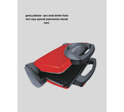 Tost Makinesi Kırmızı Döküm Plaka 6+ Dilim Çok Kapasiteli Izgara