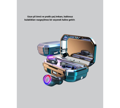 Kablosuz Kulaklık Uzun Pil Ömürlü Şarj Kutulu Ergonomik Hafif Tasarım