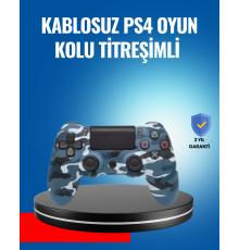 Bluetooth Kablosuz PS4 Gamepad Çift Motorlu Siyah Controller
