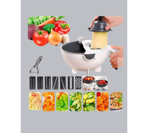 Çok Fonksiyonlu Döner Rende Süzgeç Hazneli Ergonomik Sebze Doğrayıcı