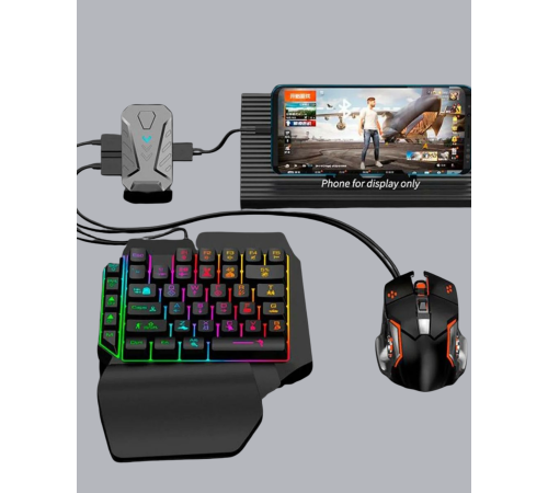 Mobil  Oyun Seti 5in1 X8 Pro Çipset RGB Klavye Mouse Telefon Tutucu