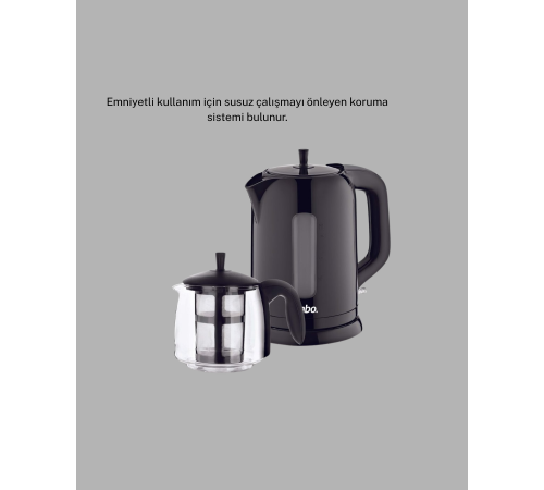 Sinbo Elektrikli Çay Makinesi 1.7 L Su Isıtıcı ve Cam Demlikli Güvenli Kullanım