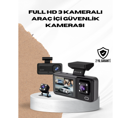 Wi-Fi Bağlantılı Full HD Araç Kamera Seti 3 Kameralı Park Koruma ve Döngü Kayıt