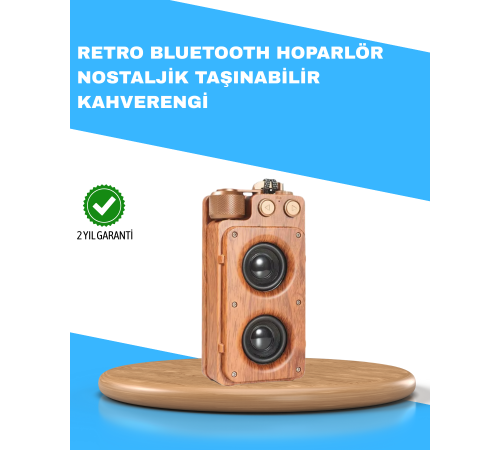 Retro Radyo Tasarım Bluetooth Hoparlör 1800mAh Uzun Çalma Süresi