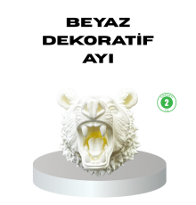 Özel Tasarım Beyaz Ayı Duvar Aksesuarı 3D Dekoratif Heykel 25x19 cm