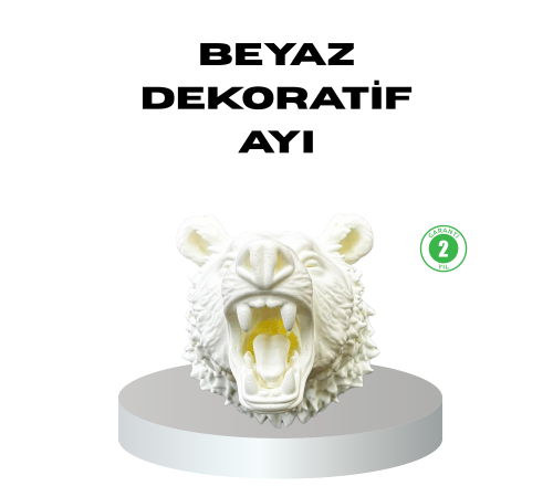 Özel Tasarım Beyaz Ayı Duvar Aksesuarı 3D Dekoratif Heykel 25x19 cm