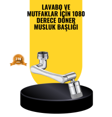 1080° Dönebilen Musluk Başlığı 2 Su Modlu Ayarlanabilir Esnek Tasarım