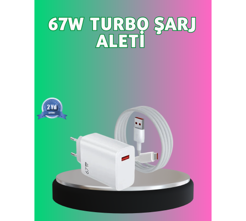67 Watt Güçlü Turbo Şarj Aleti Samsung Note 10 Note 20 Uyumlu