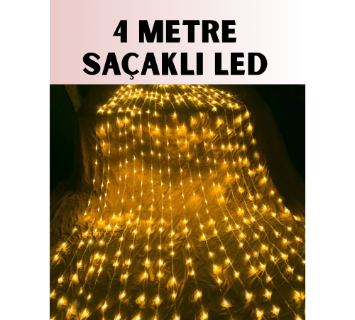 4 Metre Icicle Şelale Led Yılbaşı Perde Işık Sıcak Ambiyans