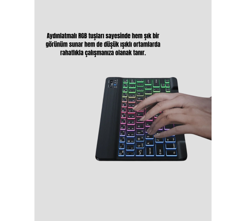 Aydınlatmalı Türkçe Q RGB Klavye Sessiz ve Dayanıklı Tuş Takımı