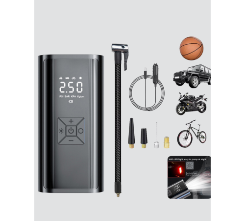 Kablosuz Dijital Lastik Şişirme Pompası LED Işıklı 80W
