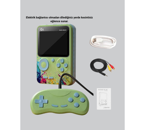 G5 Taşınabilir Retro Game Box 500 Oyunlu Şarjlı Mini Oyun Konsolu