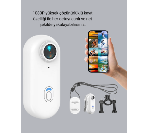 Kompakt 1080P Aksiyon Kamerası Suya Dayanıklı WiFi ve 120° Geniş Açı