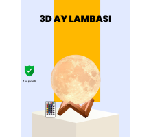 Şarjlı 3D Baskılı 16 Renk Ay Lambası Ahşap Stand ve Uzaktan Kumanda