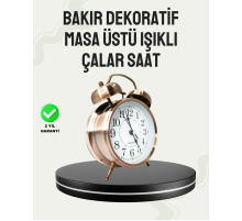Nostaljik Büyük Boy Metal Masa Saati Bronz Kaplama ve Yüksek Sesli Alarm