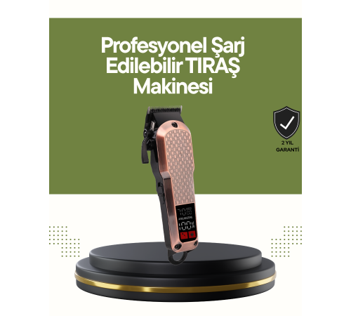 Şarjlı Saç Kesme Makinesi – 4 Kademeli Ayar, LCD Ekran ve Hızlı Şarj Desteği