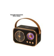 Vintage Bluetooth Radyo – TF Kart ve FM Destekli Taşınabilir Nostaljik Model