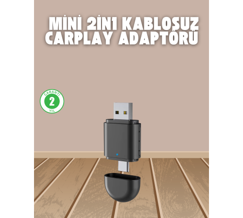 Kablosuz CarPlay Adaptörü – USB-A & Type-C Uyumlu Hızlı Bağlantı Cihazı
