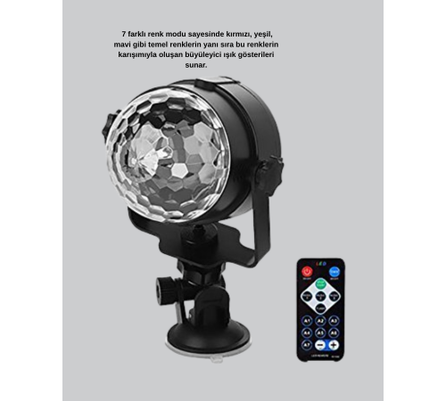Ritme Duyarlı LED Disko Topu – Renkli Işık Gösterili Parti Lambası