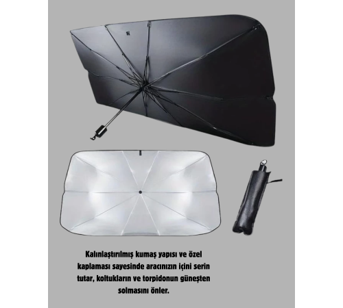 Katlanabilir Ön Cam Güneşliği Şemsiye – Her Araca Uygun Isı ve Işık Koruması
