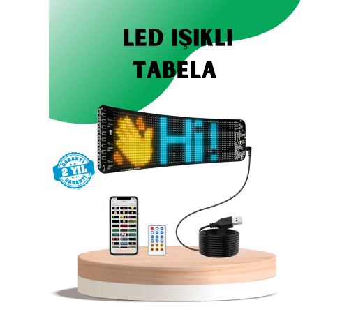 USB Destekli LED Mağaza Tabelası – Renkli RGB Kayan Yazı Paneli