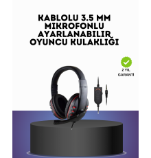 Kırmızı  Headset Mikrofonlu Sağlam Kablolu Konforlu