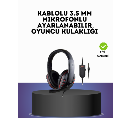 Kırmızı  Headset Mikrofonlu Sağlam Kablolu Konforlu