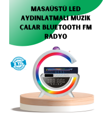 Aux TF Kart FM Destekli Dijital Saatli Kablosuz Şarjlı Hoparlör