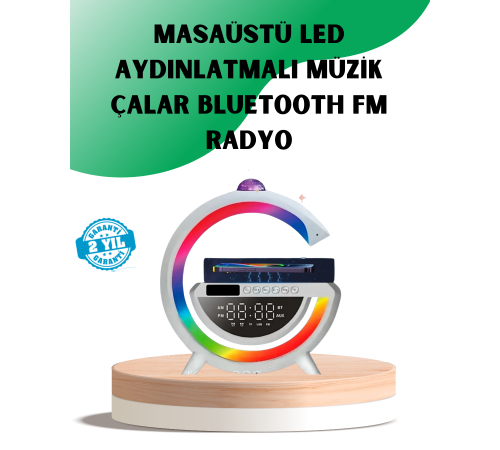 Aux TF Kart FM Destekli Dijital Saatli Kablosuz Şarjlı Hoparlör