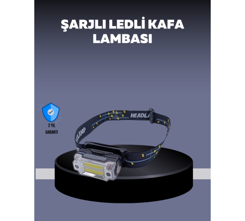 USB Şarjlı Mini LED KAFA Feneri 50m Odak 150m Geniş Aydınlatm