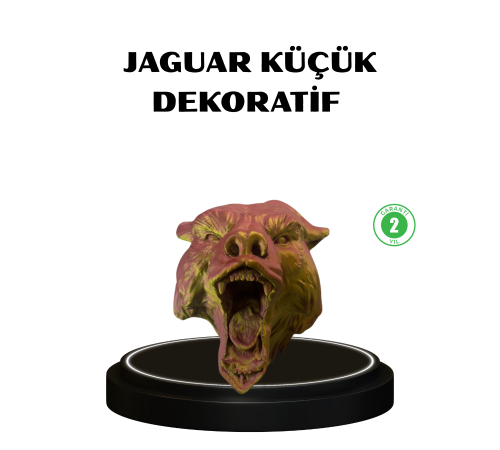 Gold Kırmızı Jaguar Duvar Dekoru Asılabilir Hediyelik 3D Heykel 20x16 cm