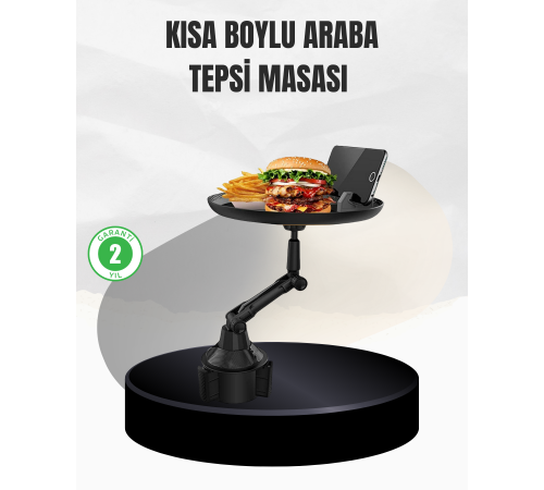 Universal Araç İçi Bardaklık Tepsisi 9 İnç Yemek Alanı ve Telefon Standlı