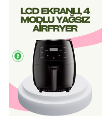 2400W Güçlü Airfryer 6L Yapışmaz Hazne Bulaşık Makinesi Uyumlu