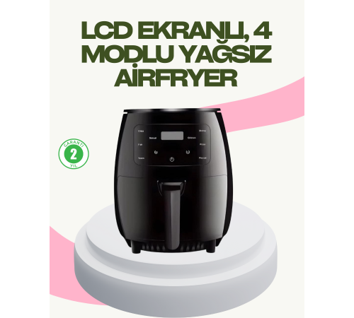 2400W Güçlü Airfryer 6L Yapışmaz Hazne Bulaşık Makinesi Uyumlu