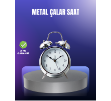 Yuvarlak Gümüş Dekoratif Işıklı Masa Üstü Saat Alarmlı Sessiz Çalışma