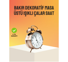 Retro Tarz Bronz Dekoratif Masa Saati Metal Gövde Yüksek Sesli Alarm