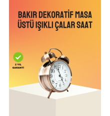 Retro Tarz Bronz Dekoratif Masa Saati Metal Gövde Yüksek Sesli Alarm