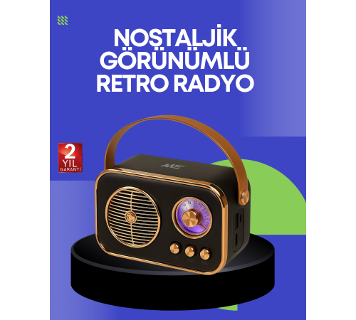 Klasik Retro Radyo – Bluetooth Destekli, FM Özellikli Şarjlı Hoparlör