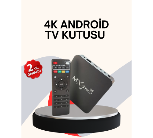 4K Android TV Box – Akıllı Medya Oynatıcı, 2GB RAM, 16GB Hafıza, Wi-Fi Destekli
